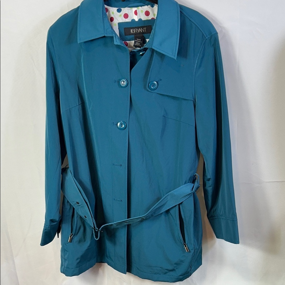 Lane Bryant Teal Trench Coat Size 14/16 Like New Zip Pockets